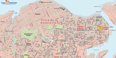 Карта на улиците на стара Хавана, Куба